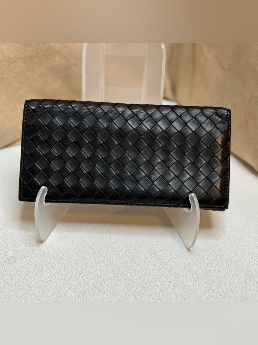 Bottega Veneta Black Intrecciato Leather Long Wallet Bi-Fold Made in Italy